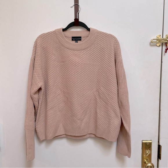 Topshop Blush Cable Knit Sweater Size 6 - Picture 3 of 6